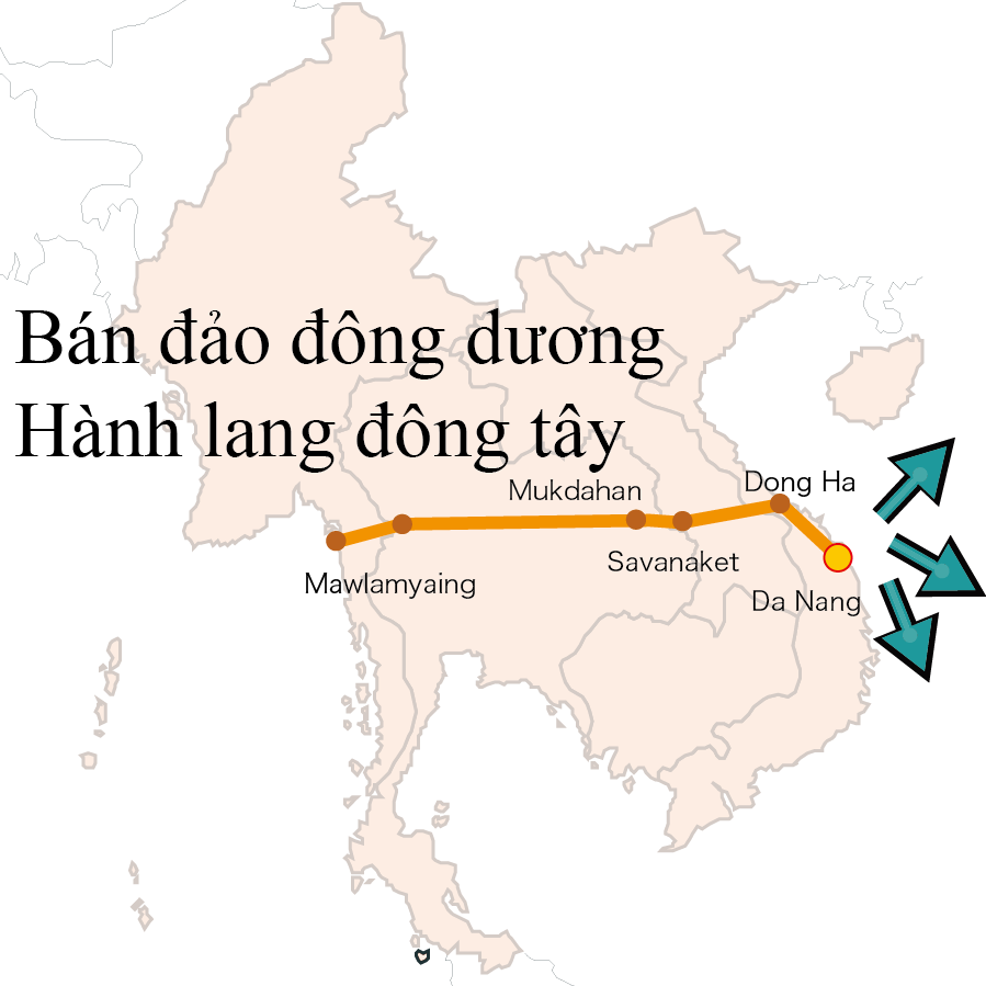 Hành lang kinh tế Đông-Tây đi qua khu vực trung tâm của Đông Dương. Chúng tôi đang tăng kết nối đất đai ở các nước ASEAN.